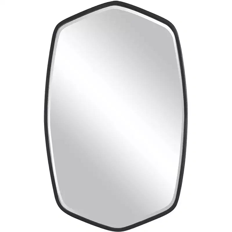 Uttermost Vanity Accent Wall Mirror Modern Beveled Satin Black Iron Metal Frame 22 1/4 Wide for Bathroom Bedroom Living Room Home