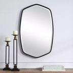 Miroir mural Uttermost Vanity Accent moderne biseauté, cadre en métal de fer noir satiné, 56,5 cm de large, pour salle de bain, chambre, salon, maison