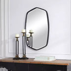 Miroir mural Uttermost Vanity Accent moderne biseauté, cadre en métal de fer noir satiné, 56,5 cm de large, pour salle de bain, chambre, salon, maison