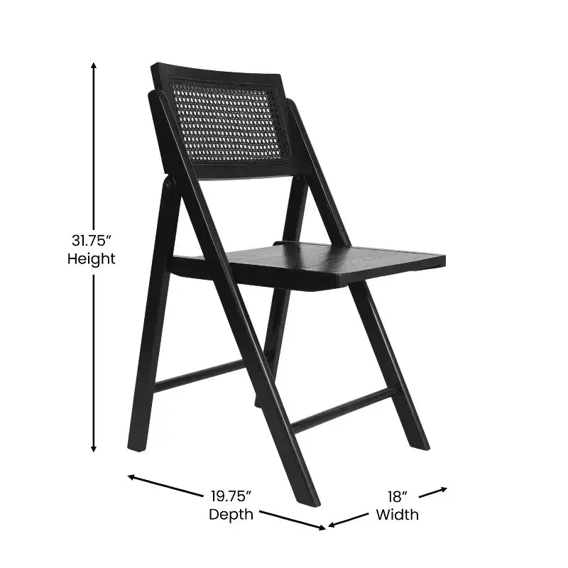 Flash Furniture Galene Lot de 2 chaises pliantes en rotin et canne avec cadre et assise en bois massif et dossier ventilé, parfaites pour les événements ou comme sièges supplémentaires