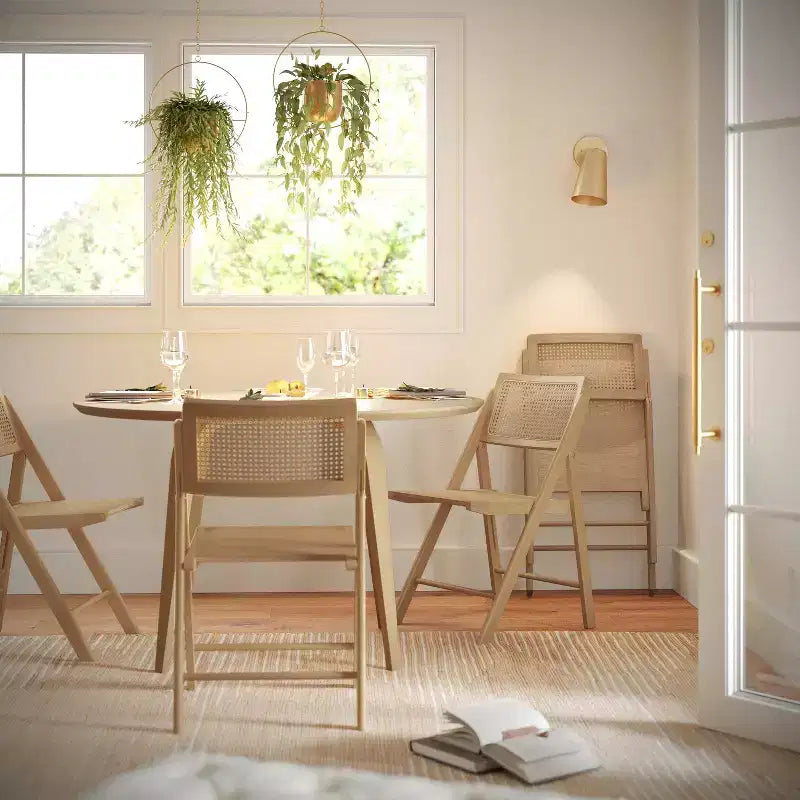 Flash Furniture Galene Lot de 2 chaises pliantes en rotin et canne avec cadre et assise en bois massif et dossier ventilé, parfaites pour les événements ou comme sièges supplémentaires
