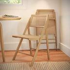 Flash Furniture Galene Lot de 2 chaises pliantes en rotin et canne avec cadre et assise en bois massif et dossier ventilé, parfaites pour les événements ou comme sièges supplémentaires