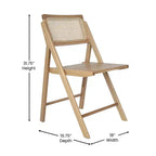 Flash Furniture Galene Lot de 2 chaises pliantes en rotin et canne avec cadre et assise en bois massif et dossier ventilé, parfaites pour les événements ou comme sièges supplémentaires