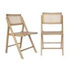 Flash Furniture Galene Set of 2 Cane Rattan Folding Chairs with Solid Wood Frame and Seat and Ventilated Back, Perfect for Events or Additional Seating
