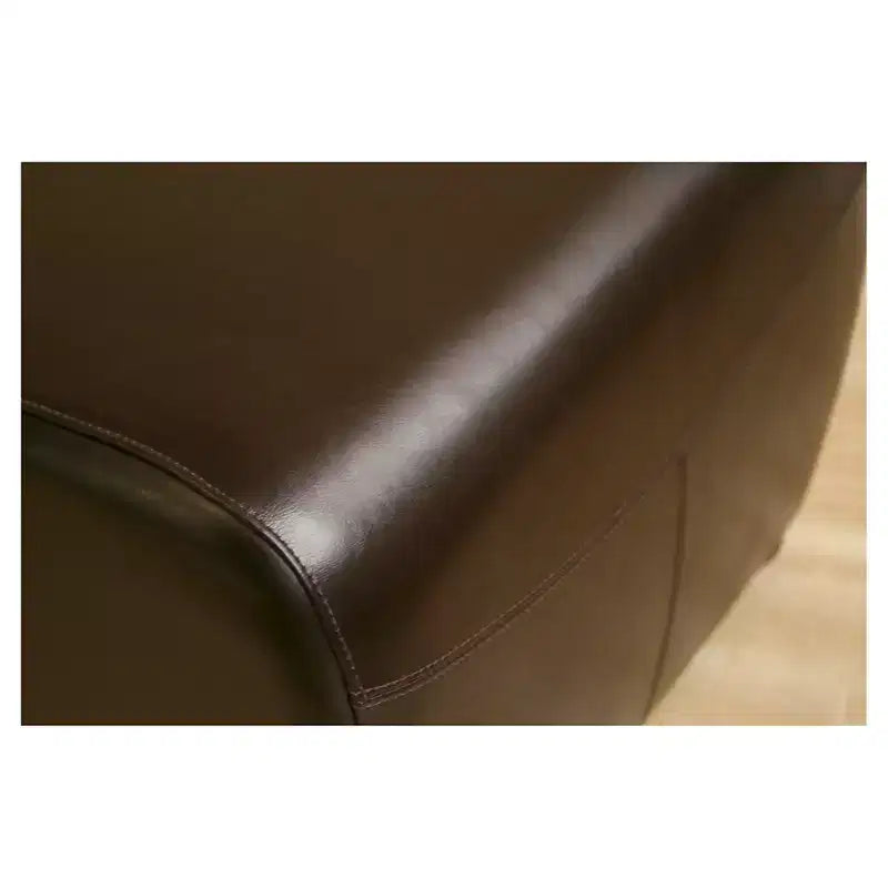 Ottoman entièrement en cuir à côtés arrondis - Baxton Studio