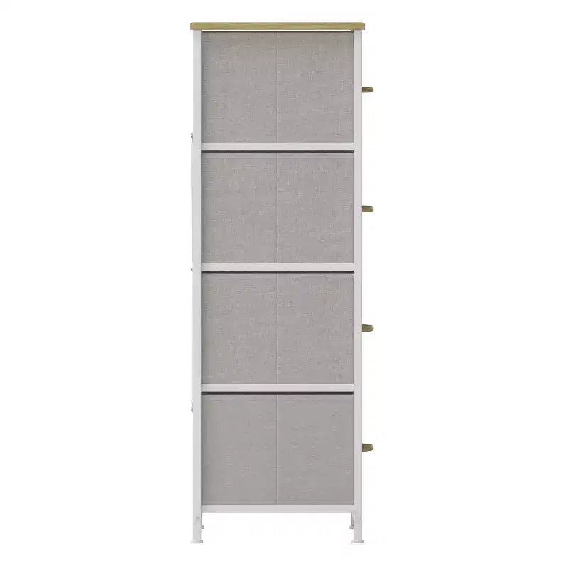Commode de rangement à 4 tiroirs Emma et Oliver avec cadre en fonte, plateau en bois et tiroirs en tissu faciles à tirer avec poignées en bois