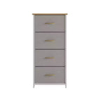 Commode de rangement à 4 tiroirs Emma et Oliver avec cadre en fonte, plateau en bois et tiroirs en tissu faciles à tirer avec poignées en bois