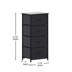 Commode de rangement à 4 tiroirs Emma et Oliver avec cadre en fonte, plateau en bois et tiroirs en tissu faciles à tirer avec poignées en bois