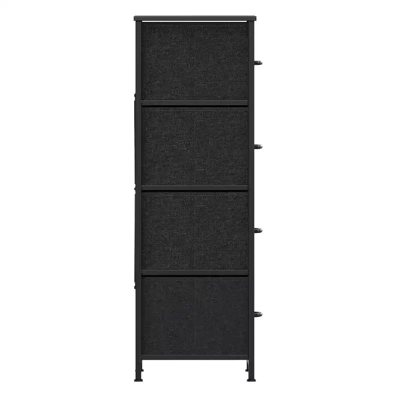 Commode de rangement à 4 tiroirs Emma et Oliver avec cadre en fonte, plateau en bois et tiroirs en tissu faciles à tirer avec poignées en bois