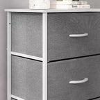 Commode de rangement à 4 tiroirs Emma et Oliver avec cadre en fonte, plateau en bois et tiroirs en tissu faciles à tirer avec poignées en bois