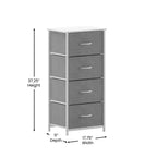 Commode de rangement à 4 tiroirs Emma et Oliver avec cadre en fonte, plateau en bois et tiroirs en tissu faciles à tirer avec poignées en bois