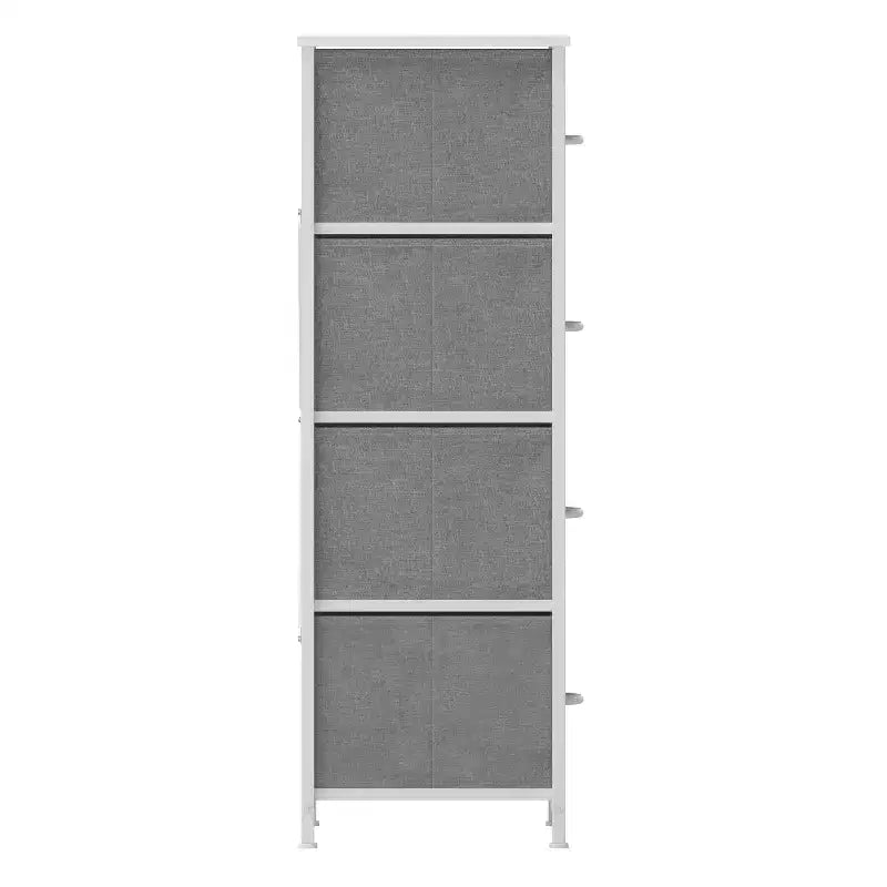 Commode de rangement à 4 tiroirs Emma et Oliver avec cadre en fonte, plateau en bois et tiroirs en tissu faciles à tirer avec poignées en bois