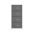 Commode de rangement à 4 tiroirs Emma et Oliver avec cadre en fonte, plateau en bois et tiroirs en tissu faciles à tirer avec poignées en bois