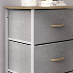 Commode de rangement à 4 tiroirs Emma et Oliver avec cadre en fonte, plateau en bois et tiroirs en tissu faciles à tirer avec poignées en bois