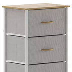 Commode de rangement à 4 tiroirs Emma et Oliver avec cadre en fonte, plateau en bois et tiroirs en tissu faciles à tirer avec poignées en bois