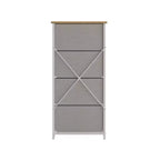 Commode de rangement à 4 tiroirs Emma et Oliver avec cadre en fonte, plateau en bois et tiroirs en tissu faciles à tirer avec poignées en bois