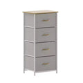 Emma and Oliver 4 Drawer Storage Dresser with Cast Iron Frame, Wood Top and Easy Pull Fabric Drawers with Wooden Handles
