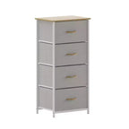 Emma and Oliver 4 Drawer Storage Dresser with Cast Iron Frame, Wood Top and Easy Pull Fabric Drawers with Wooden Handles