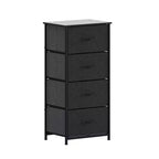 Commode de rangement à 4 tiroirs Emma et Oliver avec cadre en fonte, plateau en bois et tiroirs en tissu faciles à tirer avec poignées en bois