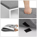 Banc de rangement avec coussin, tiroir et compartiments ouverts Organisez facilement chaussures et essentiels