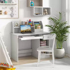 Costway Bureau d'étude pour enfants Table d'écriture pour enfants avec huche Tiroir Étagères et plateau de clavier