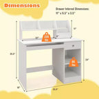 Costway Bureau d'étude pour enfants Table d'écriture pour enfants avec huche Tiroir Étagères et plateau de clavier