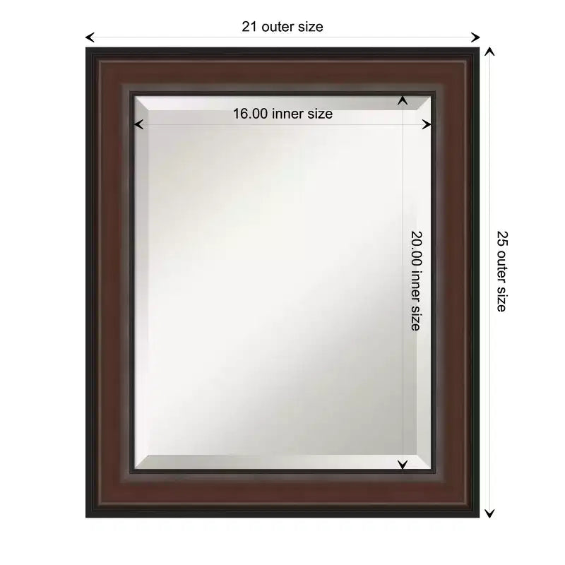 Miroir mural encadré Amanti Art Harvard Noyer Biseauté