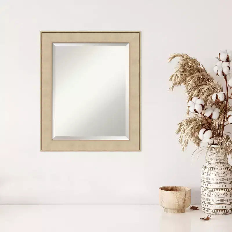 Miroir mural biseauté Amanti Art Classic Honey Silver encadré