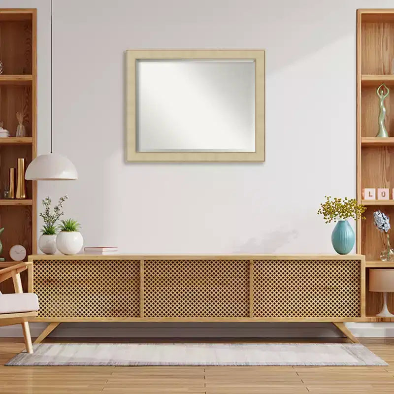 Miroir mural biseauté Amanti Art Classic Honey Silver encadré