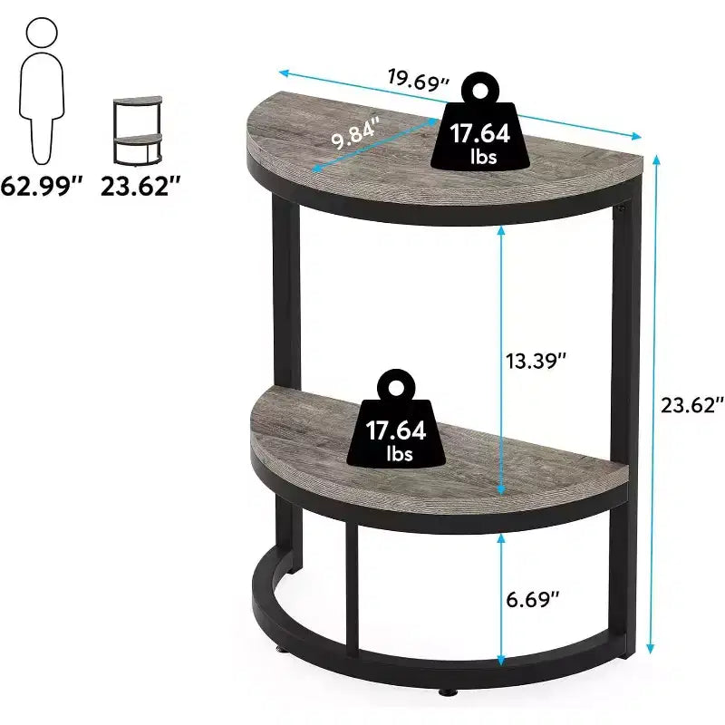 Table d'appoint Lantine semi-circulaire à 2 niveaux