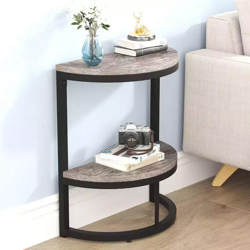 Table d'appoint Lantine semi-circulaire à 2 niveaux