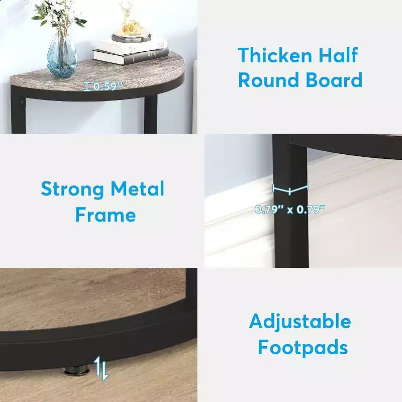 Table d'appoint Lantine semi-circulaire à 2 niveaux