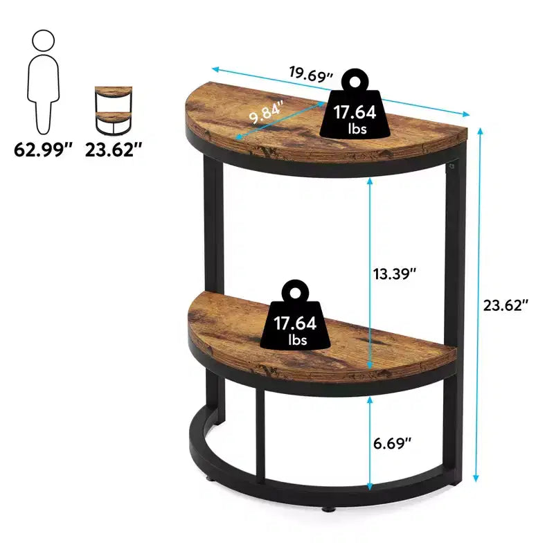 Table d'appoint Lantine semi-circulaire à 2 niveaux