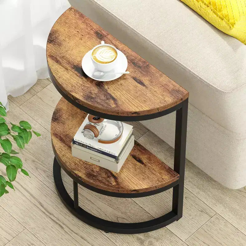 Table d'appoint Lantine semi-circulaire à 2 niveaux