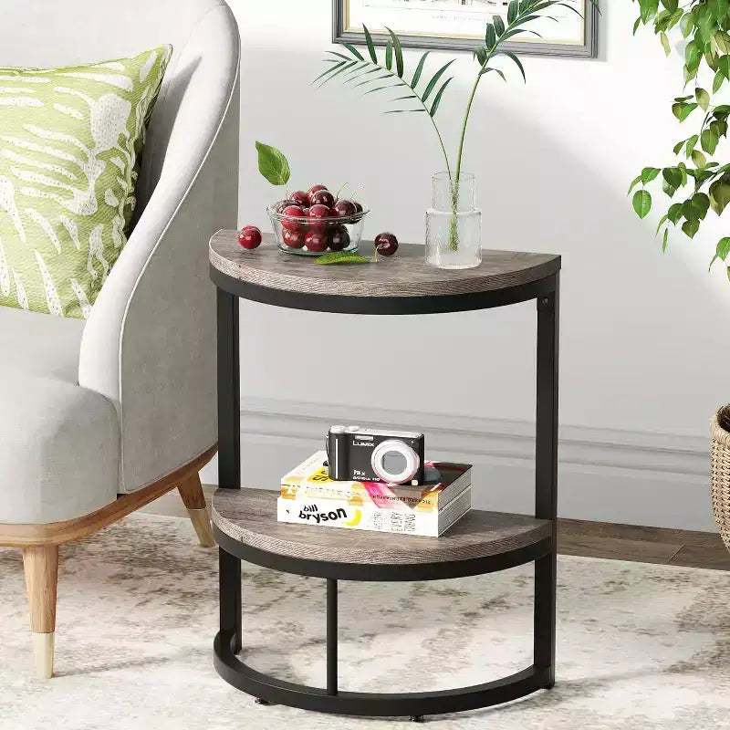 Table d'appoint Lantine semi-circulaire à 2 niveaux