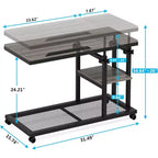 Tribesigns Table d'appoint réglable en hauteur, Table d'appoint en C avec roulettes