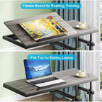 Tribesigns Table d'appoint réglable en hauteur, Table d'appoint en C avec roulettes