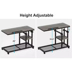 Tribesigns Table d'appoint réglable en hauteur, Table d'appoint en C avec roulettes