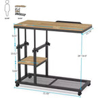 Tribesigns Table d'appoint réglable en hauteur, Table d'appoint en C avec roulettes