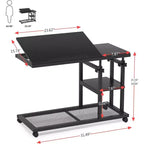 Tribesigns Table d'appoint réglable en hauteur, Table d'appoint en C avec roulettes