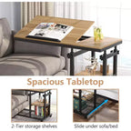 Tribesigns Table d'appoint réglable en hauteur, Table d'appoint en C avec roulettes