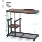 Tribesigns Table d'appoint réglable en hauteur, Table d'appoint en C avec roulettes