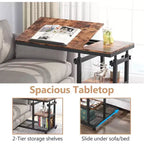 Tribesigns Table d'appoint réglable en hauteur, Table d'appoint en C avec roulettes