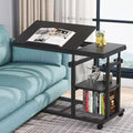 Tribesigns Table d'appoint réglable en hauteur, Table d'appoint en C avec roulettes