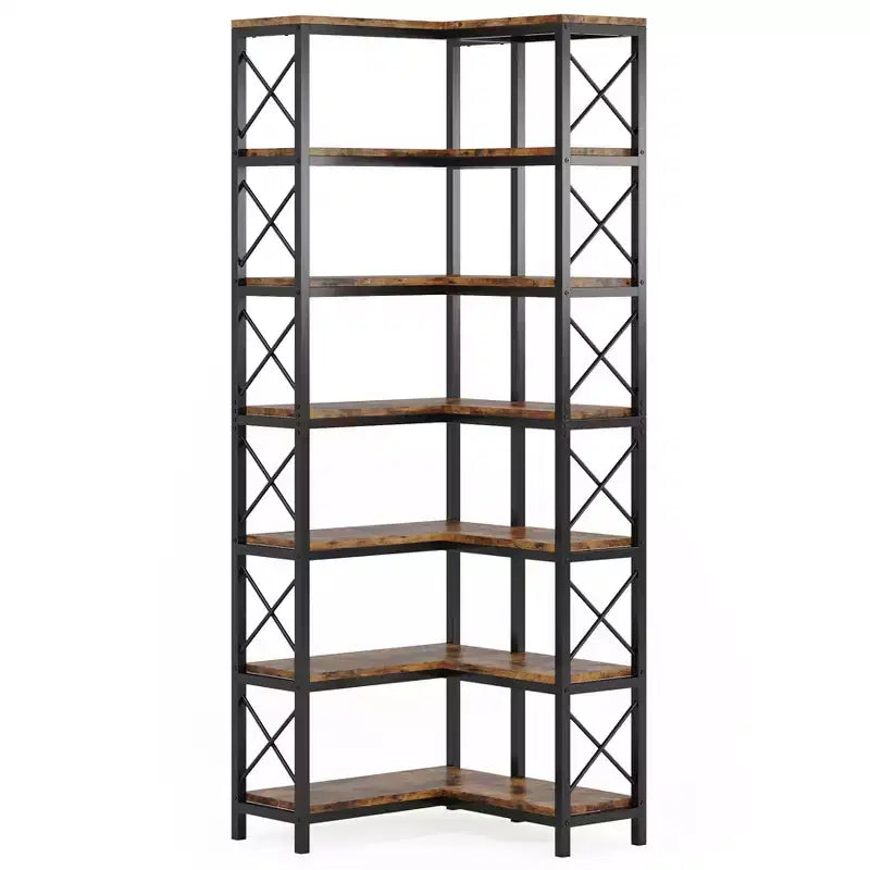 Tribesigns 7-Tier L-Shaped Bookshelf, Modern Corner Book Display Shelving Unit