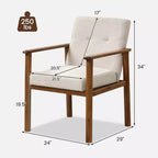 Fauteuil d'appoint moderne Costway en tissu de lin rembourré avec pieds en bois massif