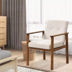 Fauteuil d'appoint moderne Costway en tissu de lin rembourré avec pieds en bois massif