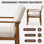 Fauteuil d'appoint moderne Costway en tissu de lin rembourré avec pieds en bois massif