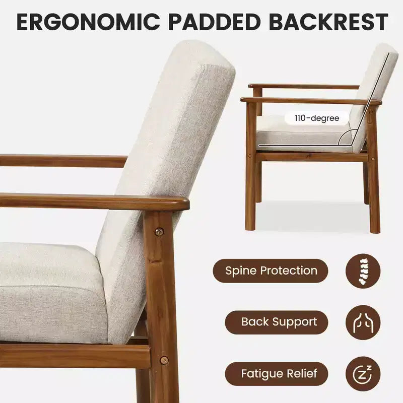 Fauteuil d'appoint moderne Costway en tissu de lin rembourré avec pieds en bois massif
