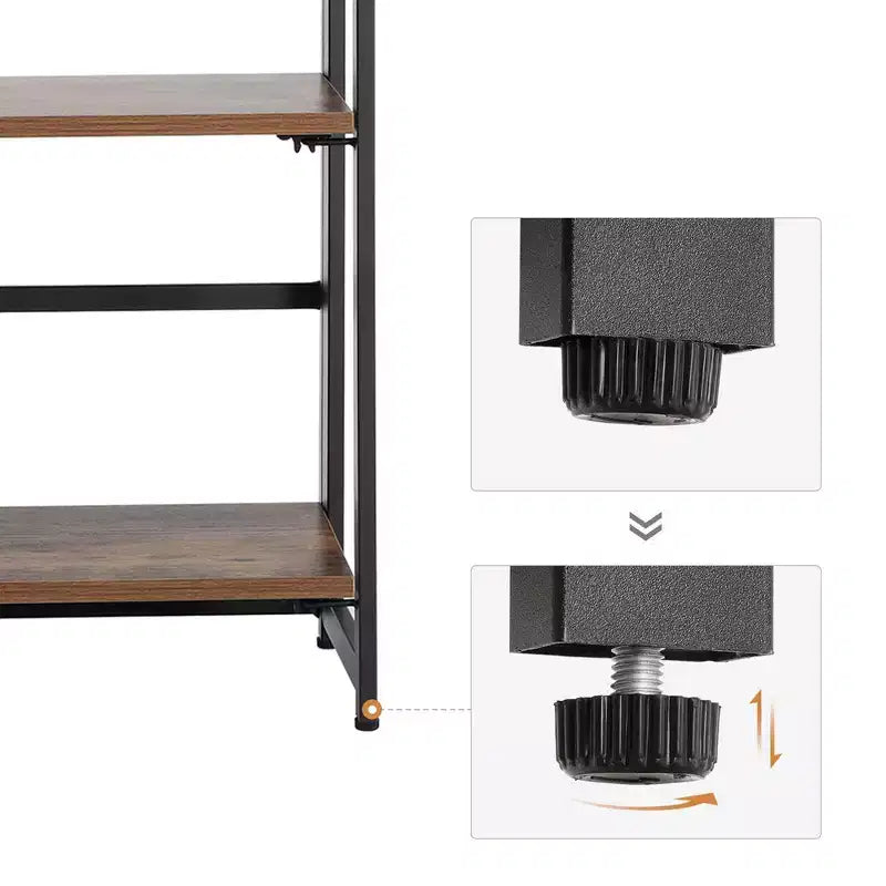 VASAGLE Étagère Industrielle Pliante Bibliothèque 4 Niveaux Étagère Échelle Effet Bois Meuble d'Appoint avec Cadre Métallique Marron Rustique